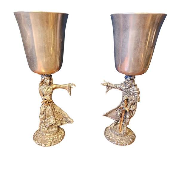 Fellowship Foundry Other - Fellowship Foundry Pewter King Arthur Queen Guinevere Goblets Medieval Fantasy
